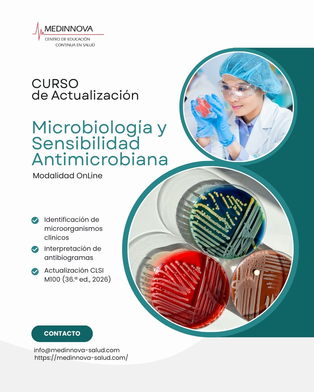 Microbiología y Sensibilidad Antimicrobiana según CLSI M100 (36ª edición, 2026)